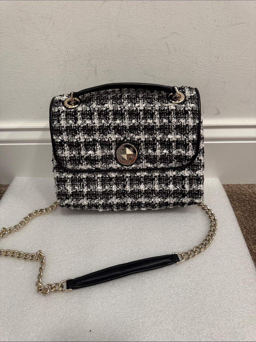 Kate spade Natalia tweed mini flap shoulder crossbody bag purse